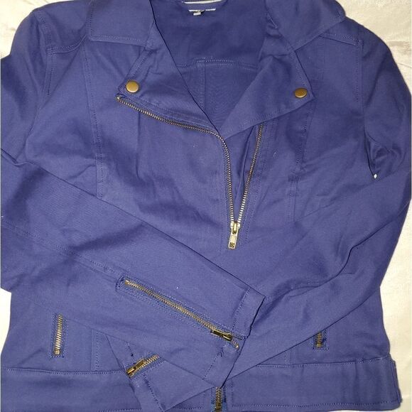Moto Stlye Jacket Sapphire Blue Color - Picture 8 of 15